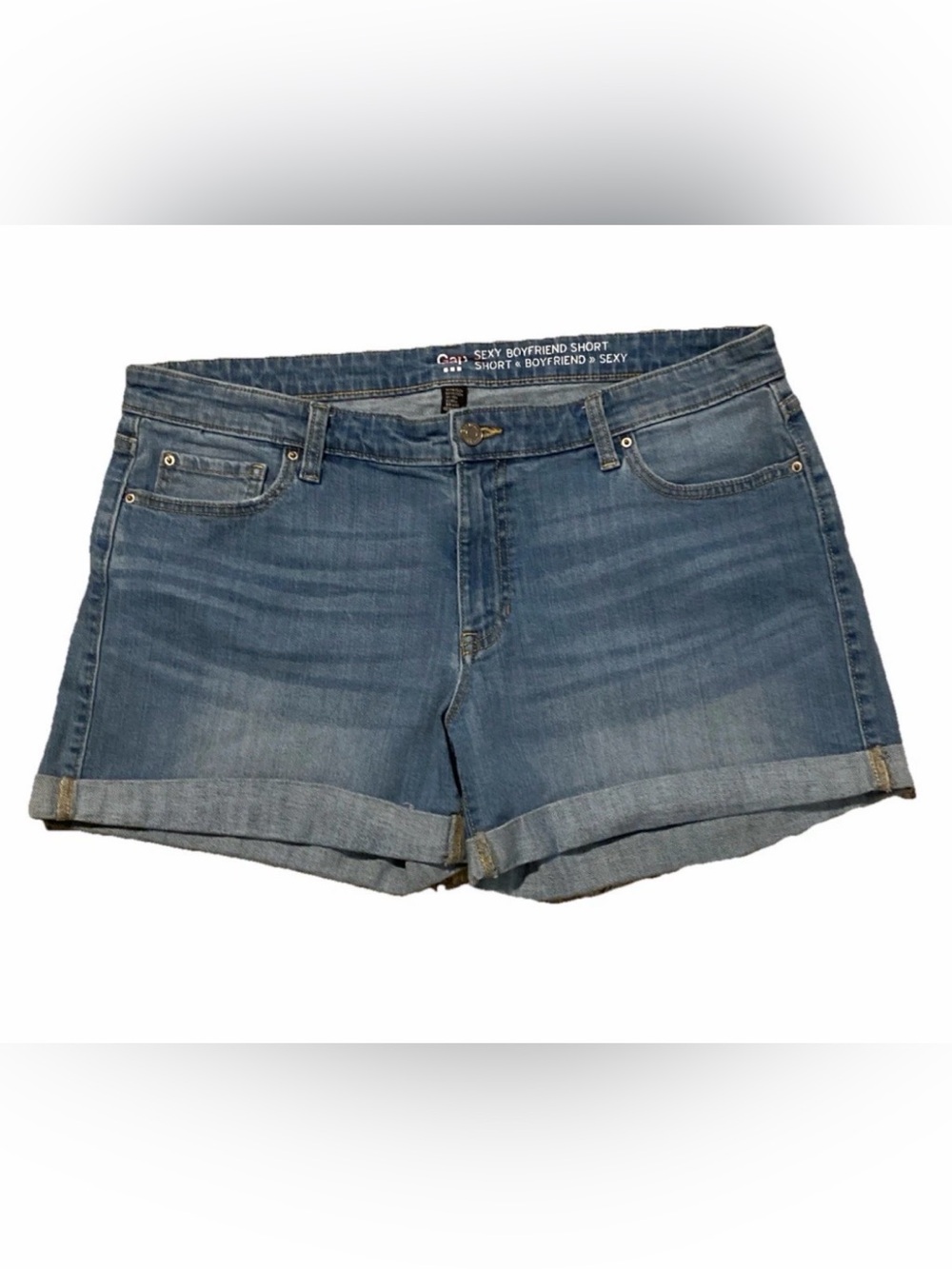 GAP Ladies Size 14 Sexy Boyfriend Denim Shorts Light Wash 000308306